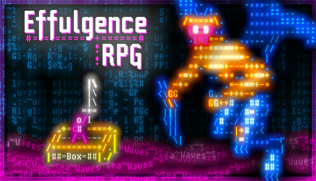 Promografik Effulgence RPG: ascii-Figuren und Hintergründe, schwer zu beschreiben