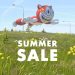 Free League Summer Sale - fliegender Katezroboter aus Electric State über Wiese