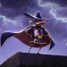 Promo Darkwing Duck 2026: Ente auf Dach , im Hintergrund Blitze